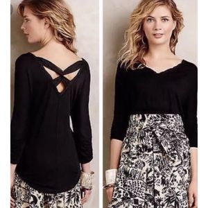 💍 Deletta Anthro Black Black Mara Criss Cross Tee